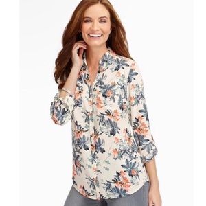 Talbots Nantucket Flower Cluster Button Up Shirt